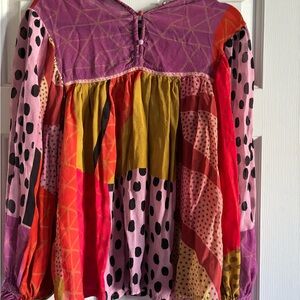 Vibrant Multicolor Blouse with Polka Dots